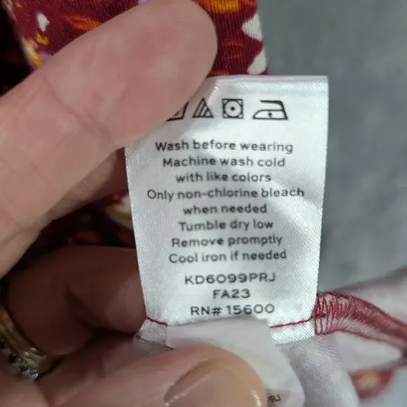 Draper James RSVP Skirt Womens Large Red Floral Pleated Midi Stretch Boho Spring - Picture 7 of 8